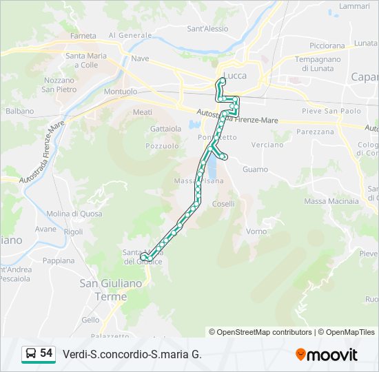 Percorso linea bus 54