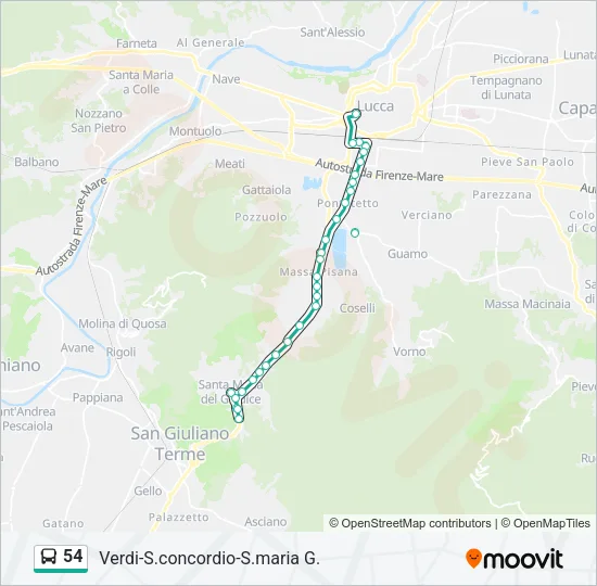 Percorso linea bus 54