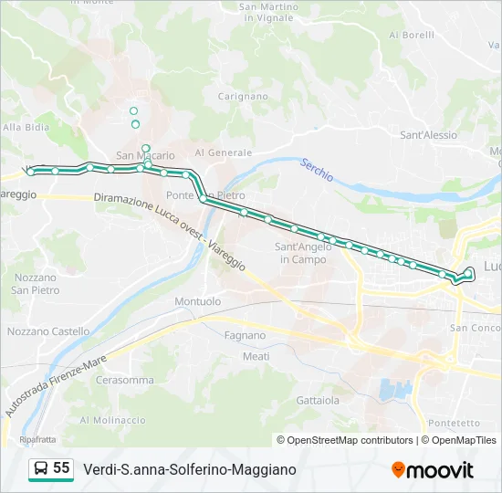 55 Bus Line Map