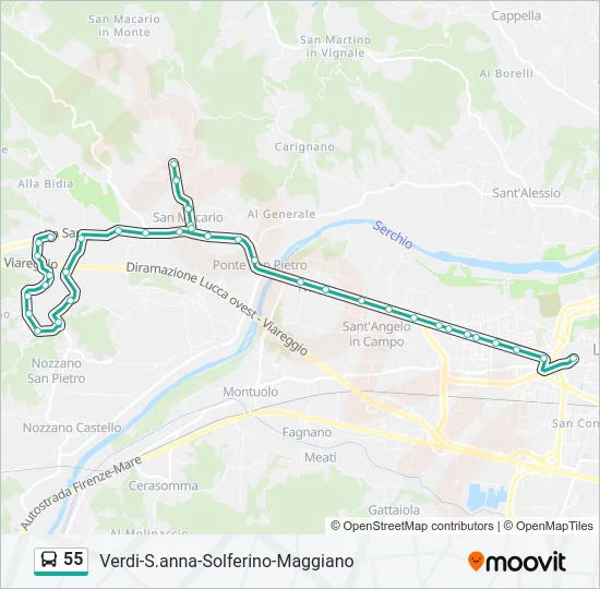 55 Bus Line Map