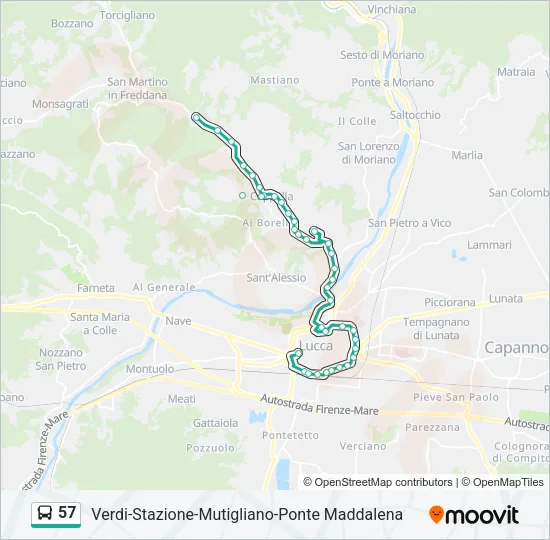 57 Bus Line Map
