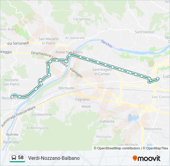 Percorso linea bus 58