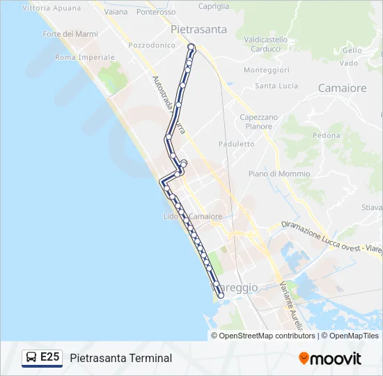 E25 Bus Line Map
