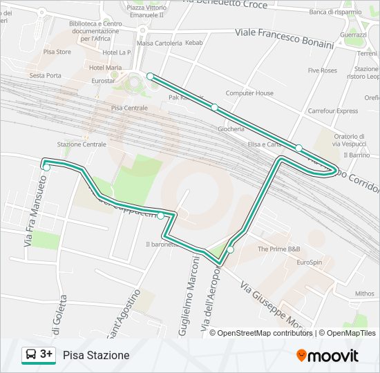 Percorso linea bus 3+