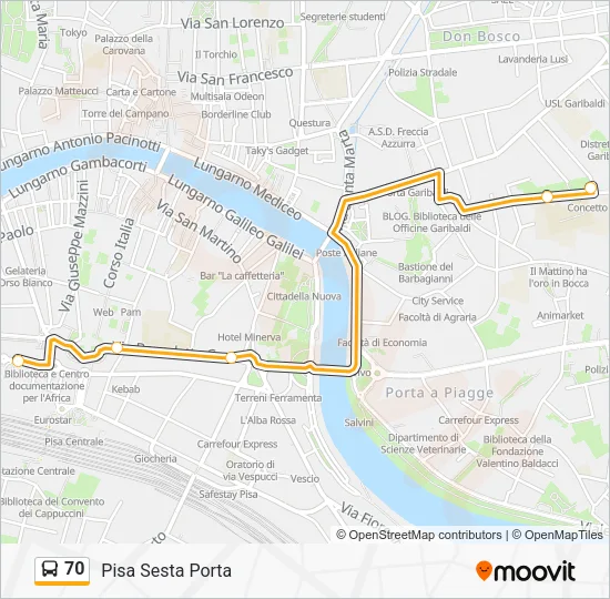 70 Bus Line Map