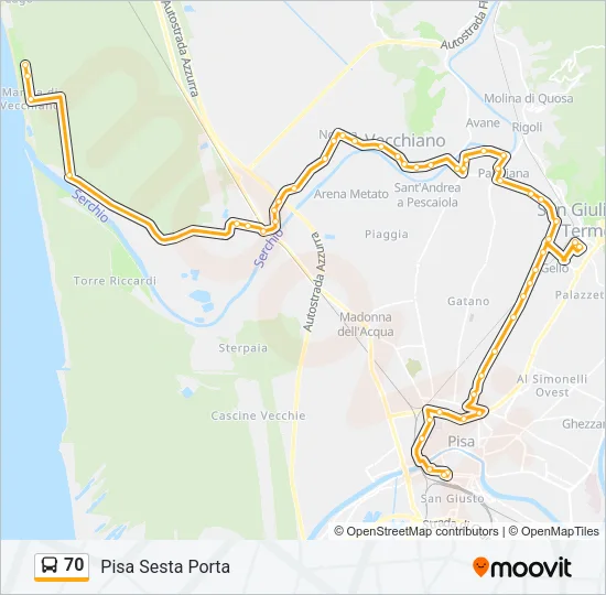 70 Bus Line Map