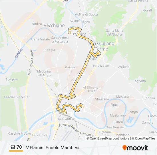 70 Bus Line Map