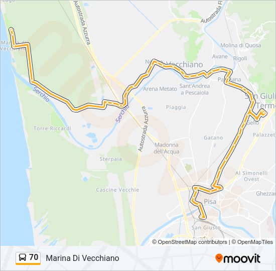 70 Bus Line Map