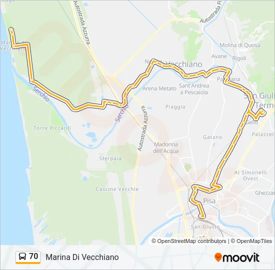 70 Bus Line Map