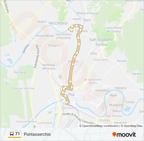 Percorso linea bus 71