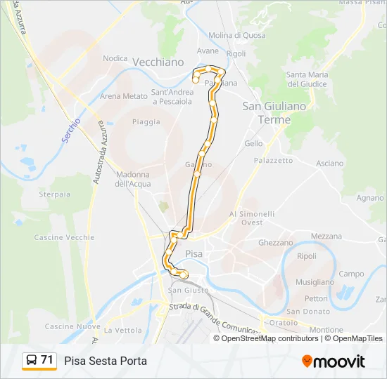 71 Bus Line Map