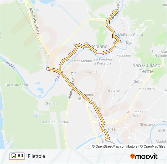 80 Bus Line Map
