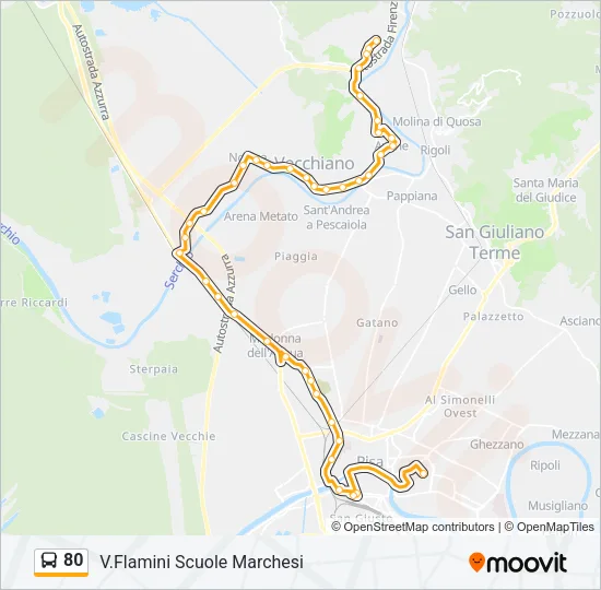 80 Bus Line Map