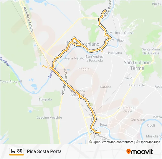 80 Bus Line Map