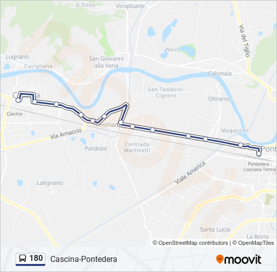 180 bus Line Map