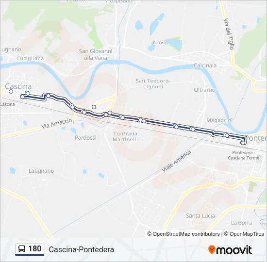 Percorso linea bus 180