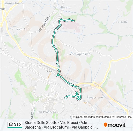 Percorso linea bus S16