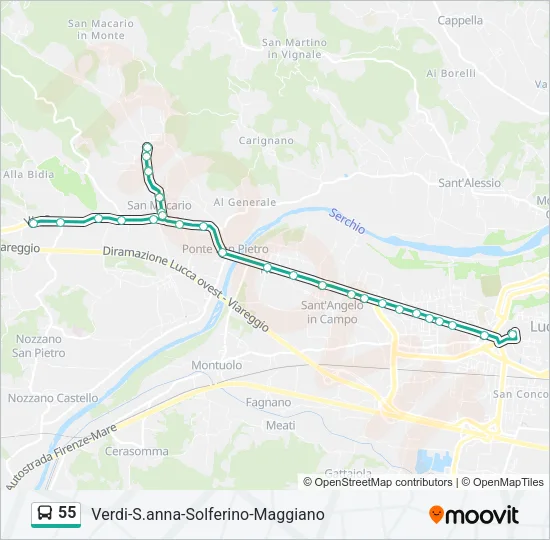 55 Bus Line Map