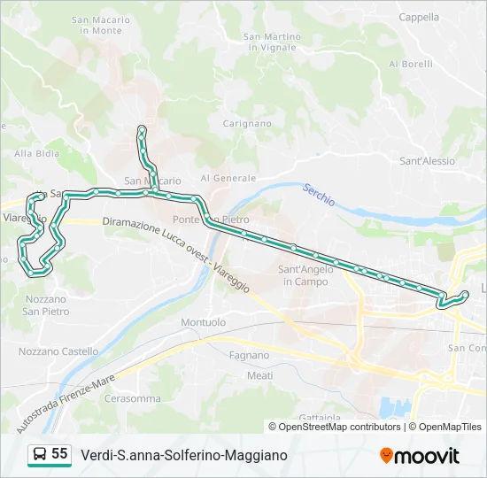 55 Bus Line Map