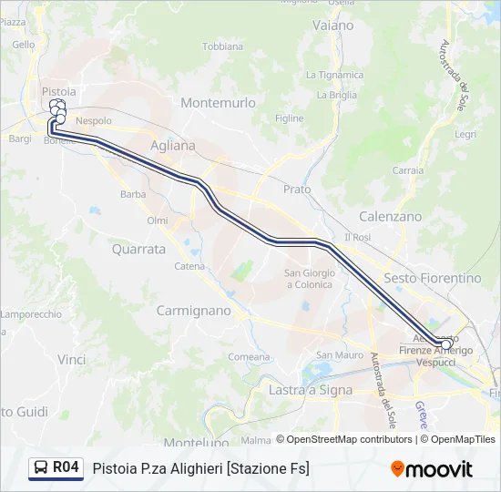 Percorso linea bus R04