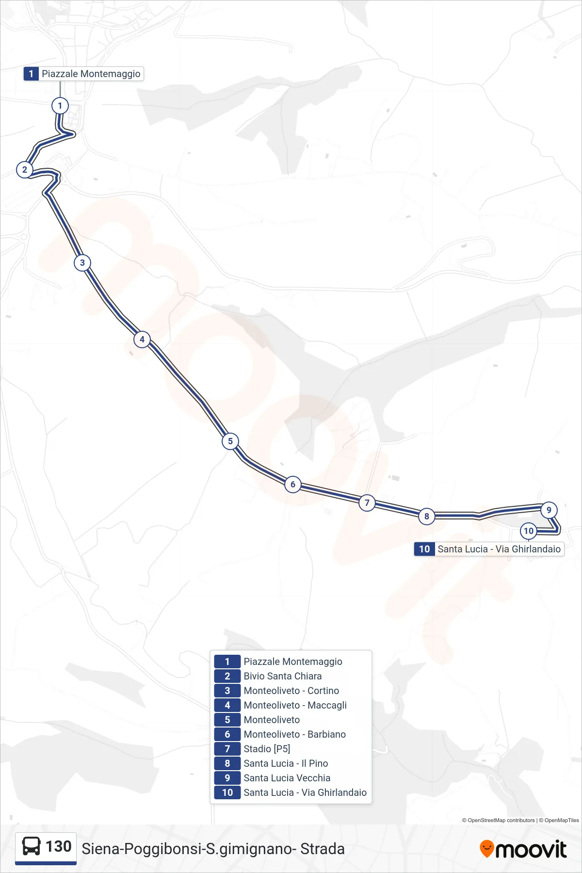 Linea 130  bus (Via Ghirlandaio) - Percorsi e fermate sulla mappa