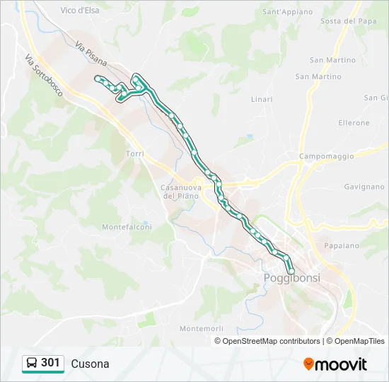 301 Bus Line Map