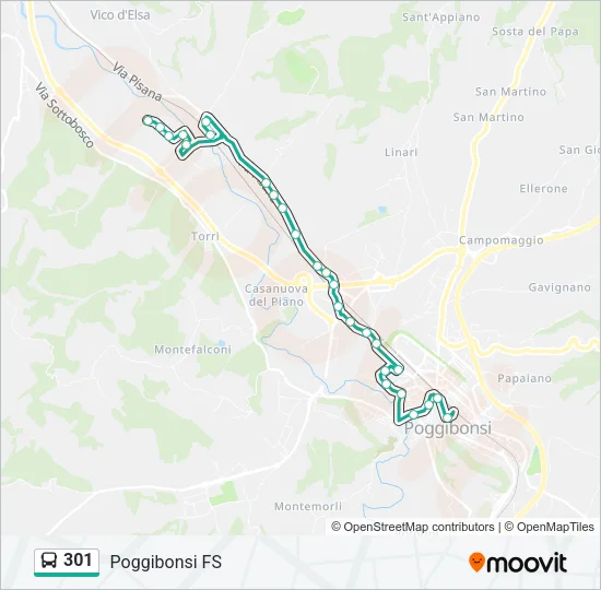 301 Bus Line Map