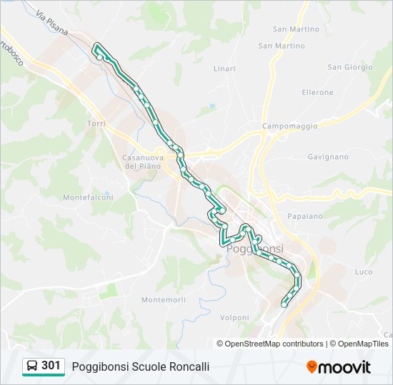 301 Bus Line Map
