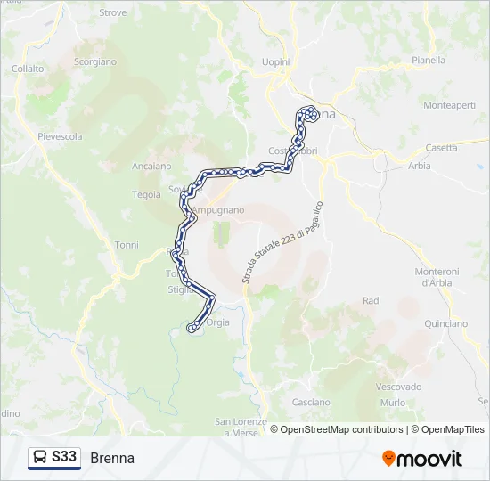 S33 Bus Line Map