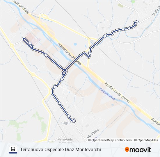 Percorso linea bus LD-TB-VERDE