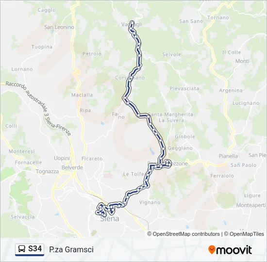 S34 Bus Line Map