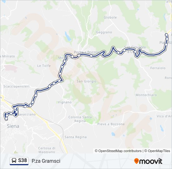 S38 Bus Line Map