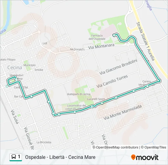 1 Bus Line Map