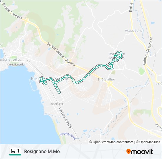 1 bus Line Map