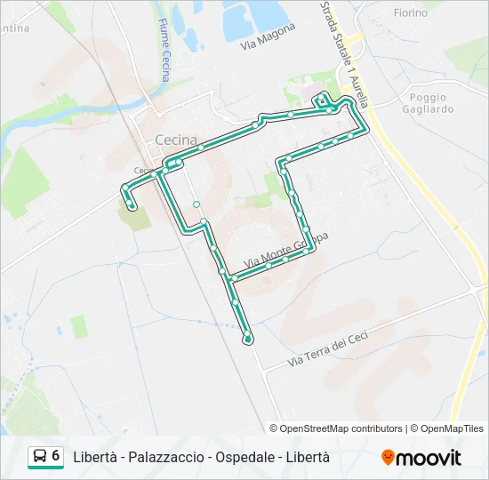6 Bus Line Map