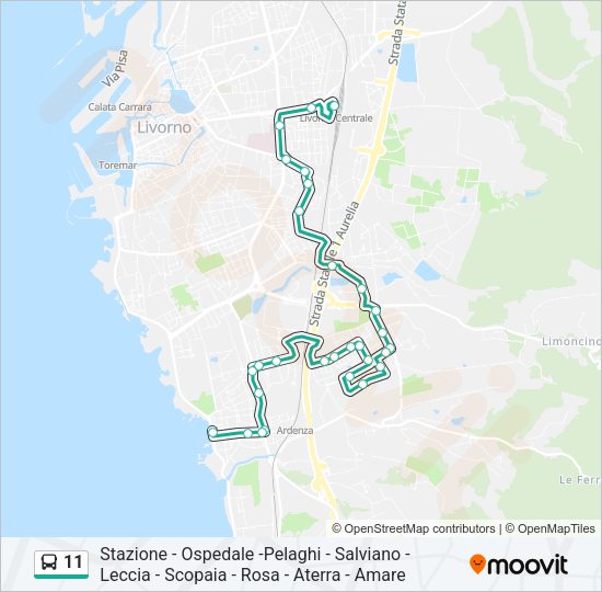 Percorso linea bus 11