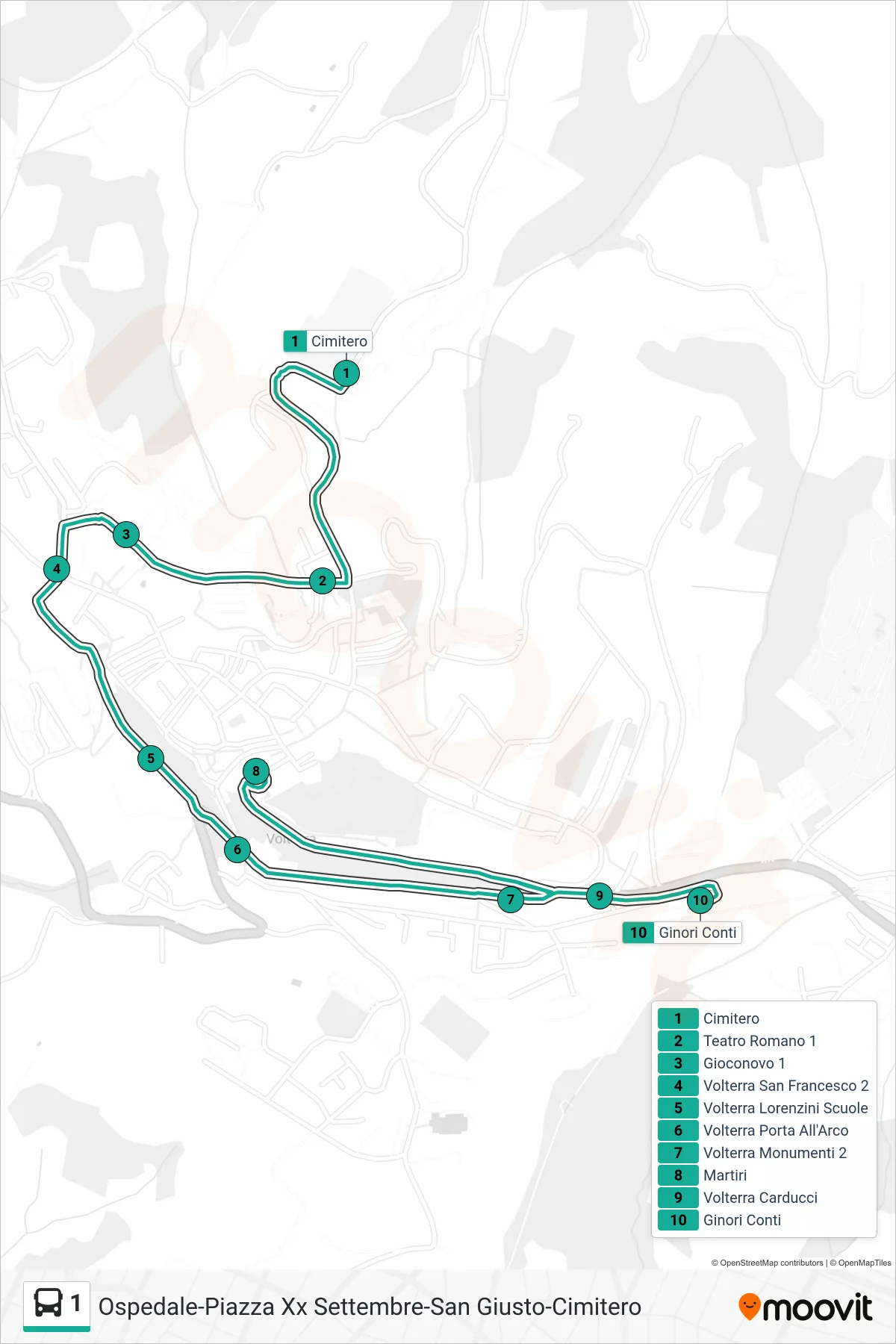 Linea 1 bus (Ginori Conti) - Percorsi e fermate sulla mappa