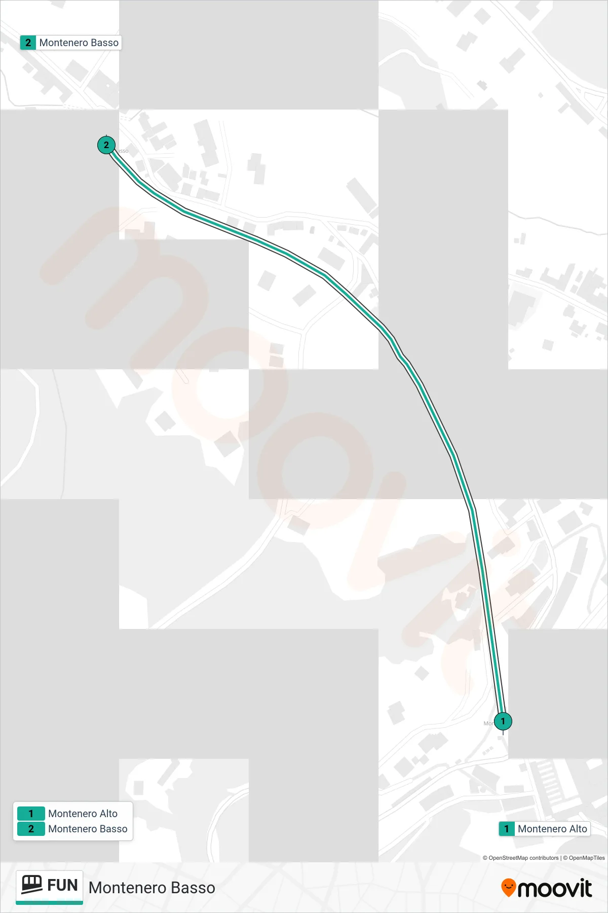 Linea FUN funicolare (Montenero Basso) - Percorsi e fermate sulla mappa
