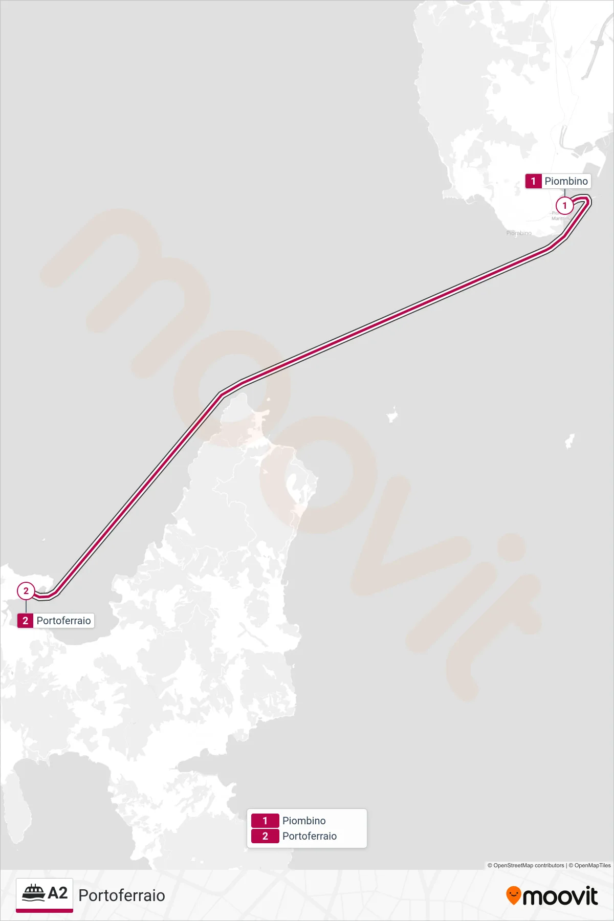 Linea A2  navigazione (Portoferraio) - Percorsi e fermate sulla mappa