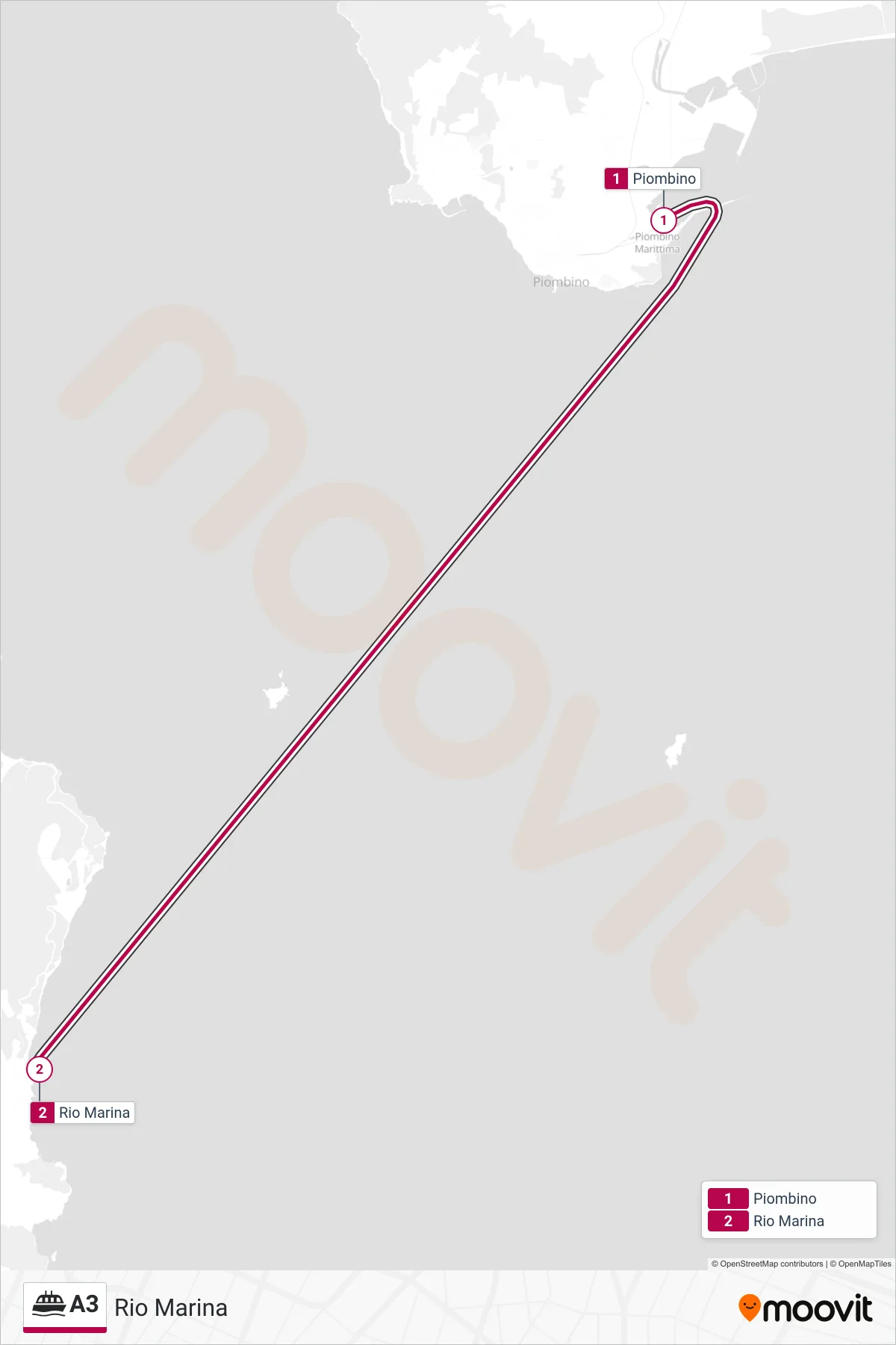 Linea A3 navigazione (Rio Marina) - Percorsi e fermate sulla mappa