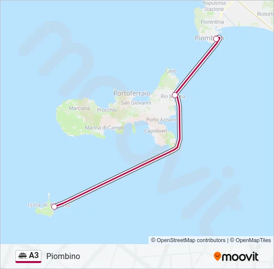 Percorso linea navigazione A3