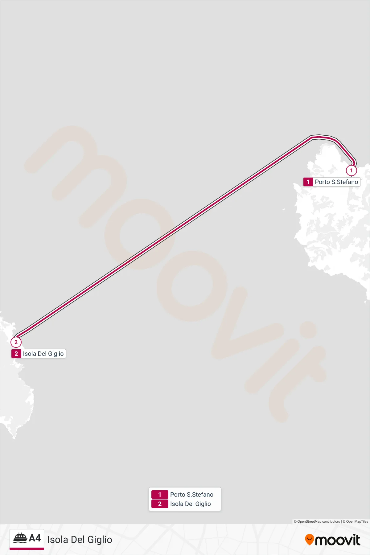 Linea A4  navigazione (Isola Del Giglio) - Percorsi e fermate sulla mappa