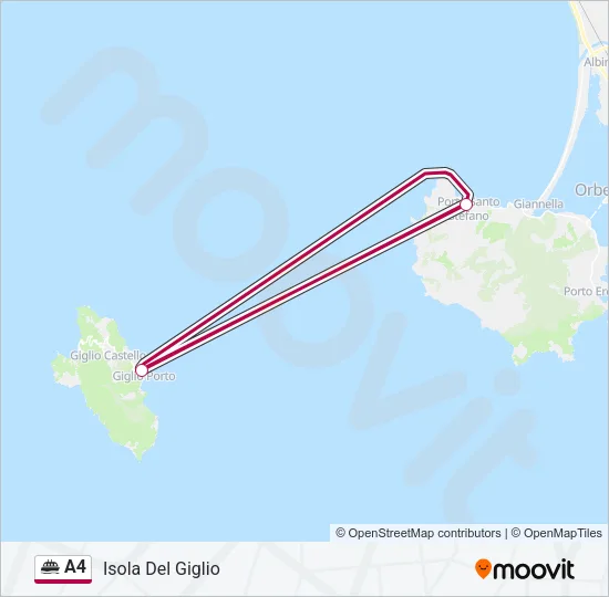 Percorso linea navigazione A4