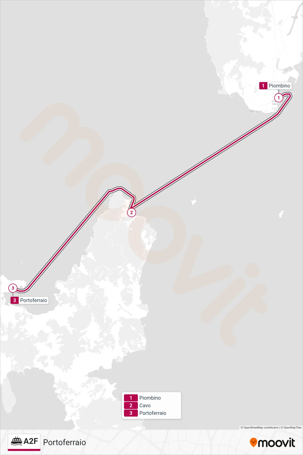 Linea A2F navigazione (Portoferraio) - Percorsi e fermate sulla mappa