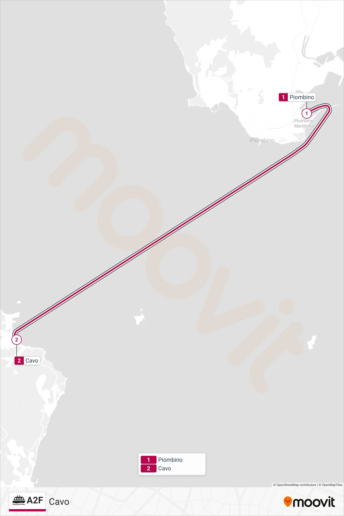 Linea A2F  navigazione (Cavo) - Percorsi e fermate sulla mappa