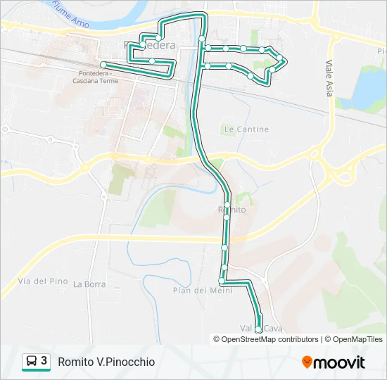 Percorso linea bus 3