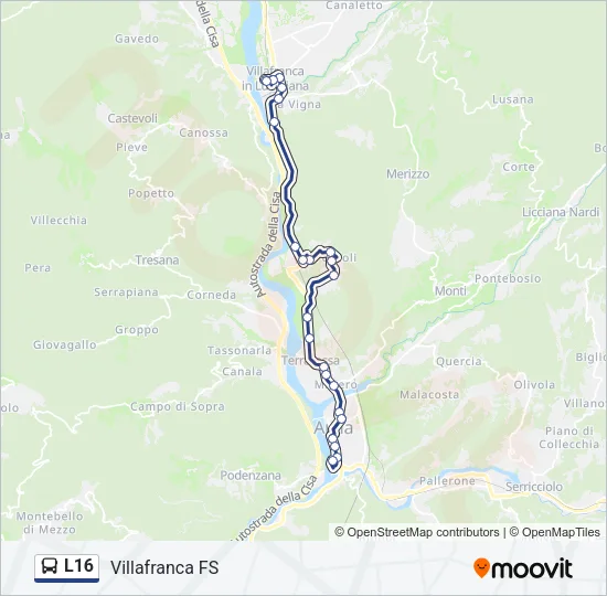 L16 Bus Line Map