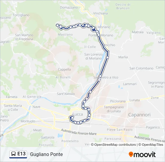 E13 Bus Line Map