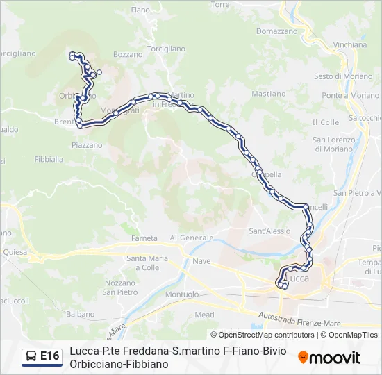 Percorso linea bus E16