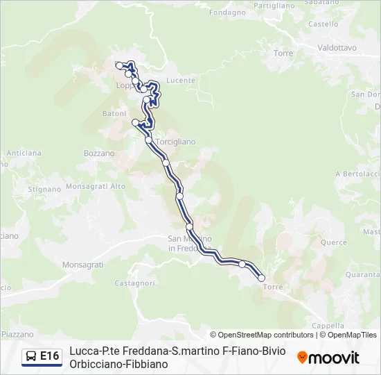 Percorso linea bus E16